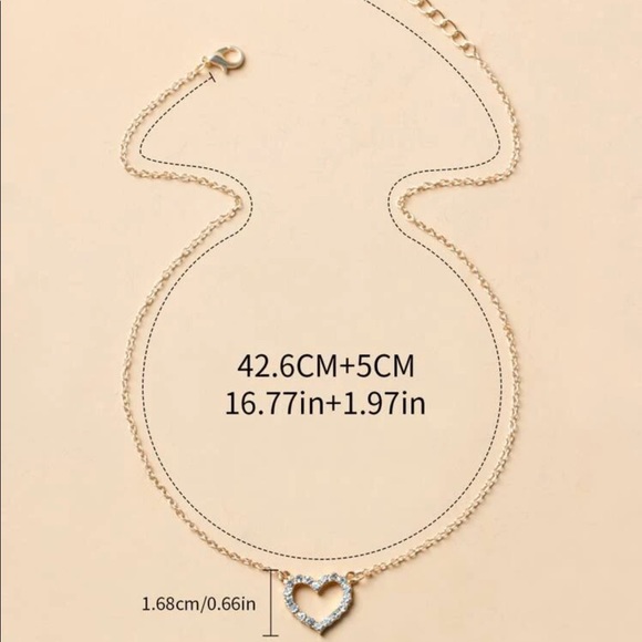 Cubic Zirconia Gold Heart Necklace - Picture 4 of 8